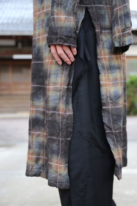 yohji yamamoto チェックJQ製品ムラ染めボウタイロングシャツStyle .2020.10.2.