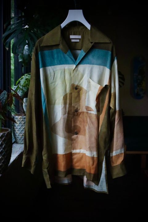 ヨーク23AW PRINTED OPEN COLLAR SHIRT (YK23FW0556SH) BROWN★7月8日(土)発売！