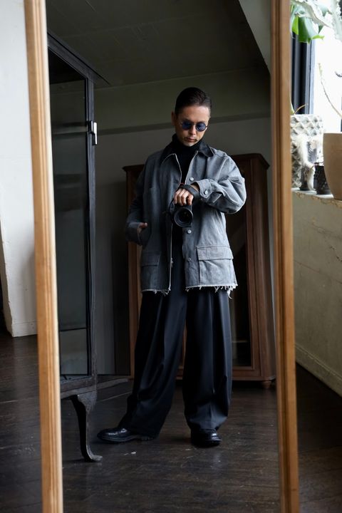 YOKE COTTON CUT-OFF COVERALL JACKET"GRAY"スタイル
