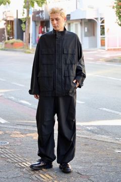 グラフペーパー 25AW Cotton Cupro Back Satin Military Jacket(GM253-30344)BLACK