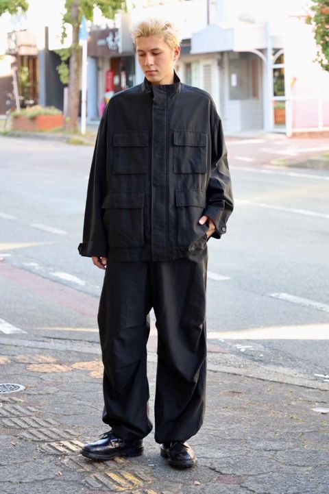 グラフペーパー 25AW Cotton Cupro Back Satin Military Jacket(GM253-30344)BLACK