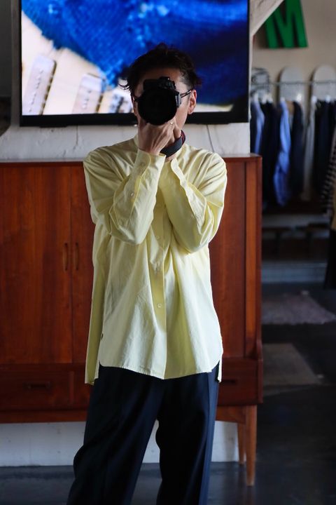Ets.MATERIAUX 22SS Band collar shirt"YELLOW"style.2021.12.14.