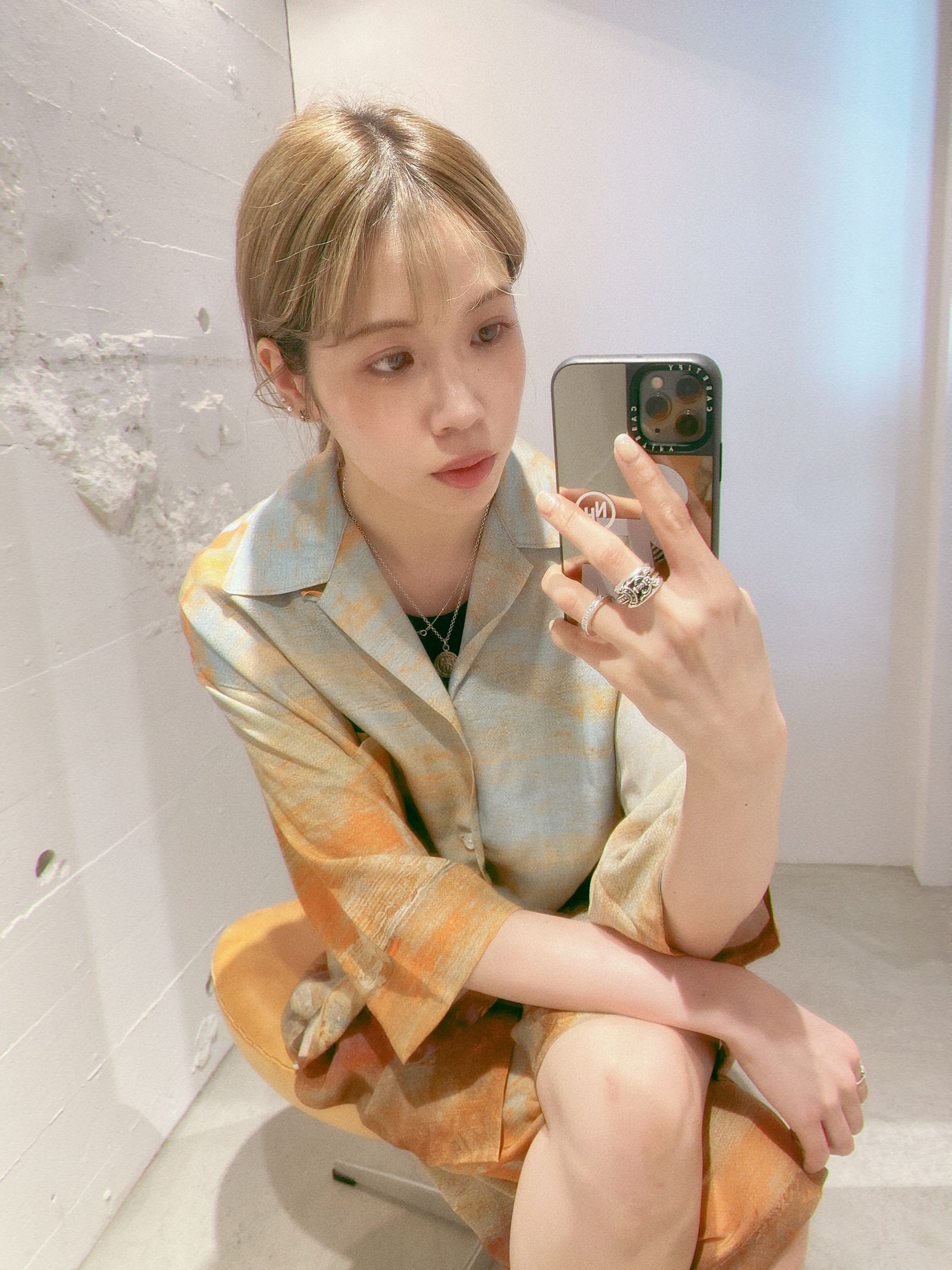 ヨーク24SS LANDSCAPE PRINTED OPEN COLLAR SHIRT(YK24SS0710SH) ORANGE