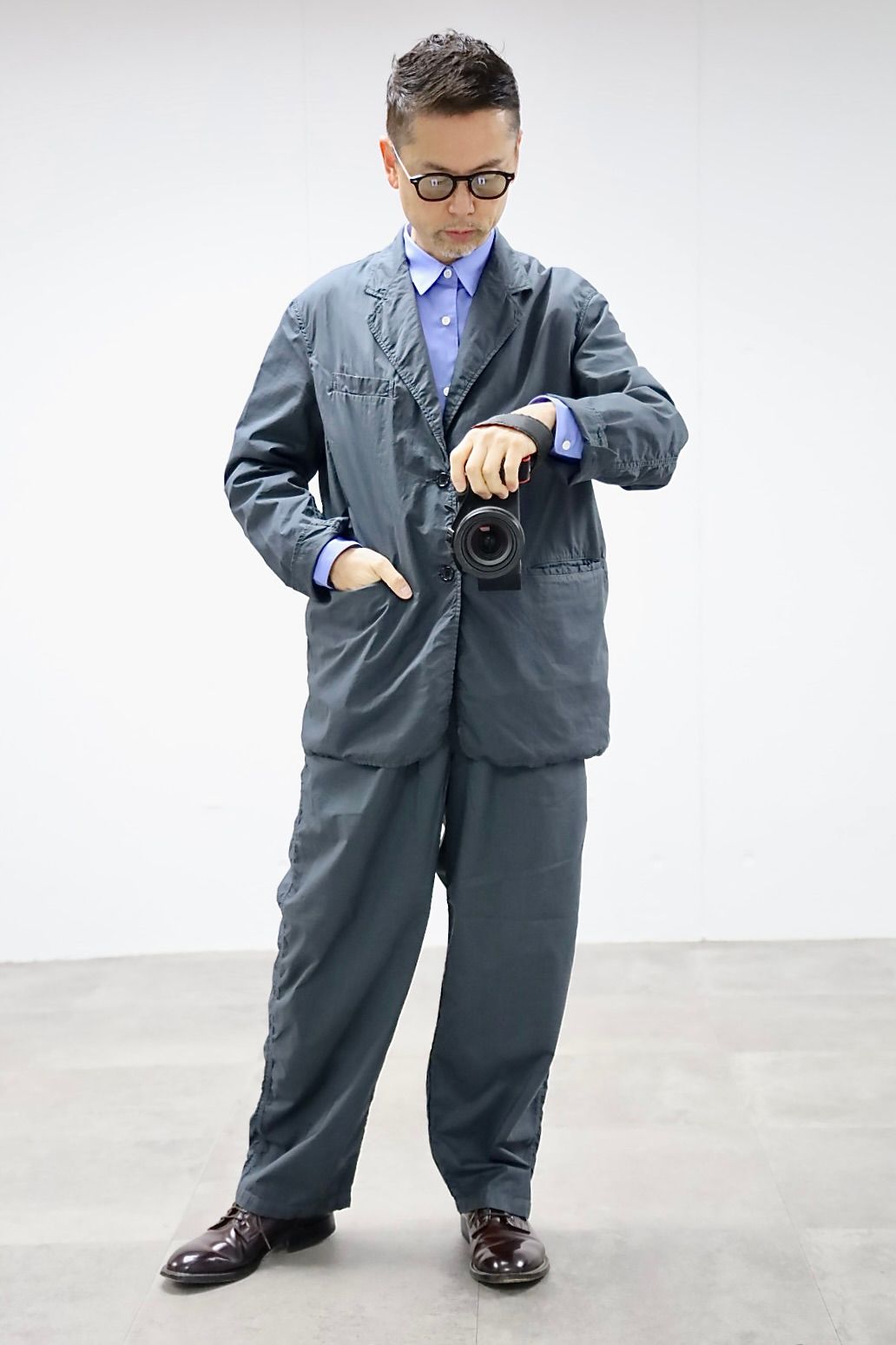 グラフペーパー 26SS Garment Dyed Typewriter Oversized Jacket(GU261-20099B)C.GRAY