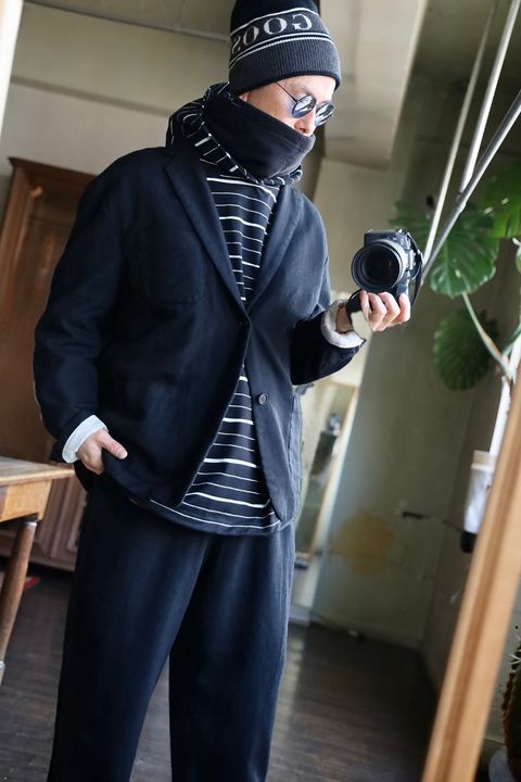 S.F.C 25SS HOODIE MIX SIDE STRIPE LS TEE"Black-White"スタイル