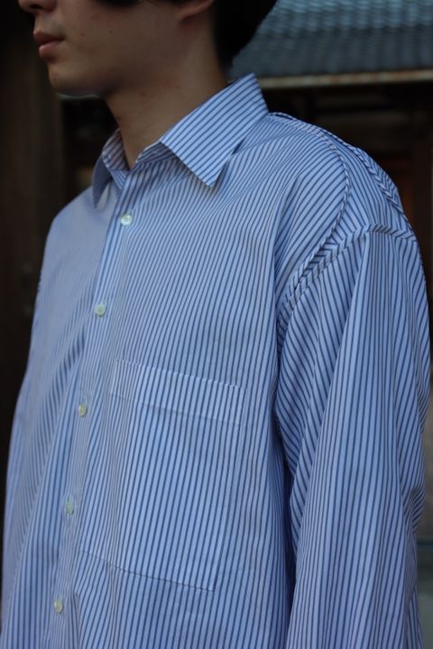 YOKE THOMAS MASON STRIPED PIPING SHIRT"WHITE"style.
