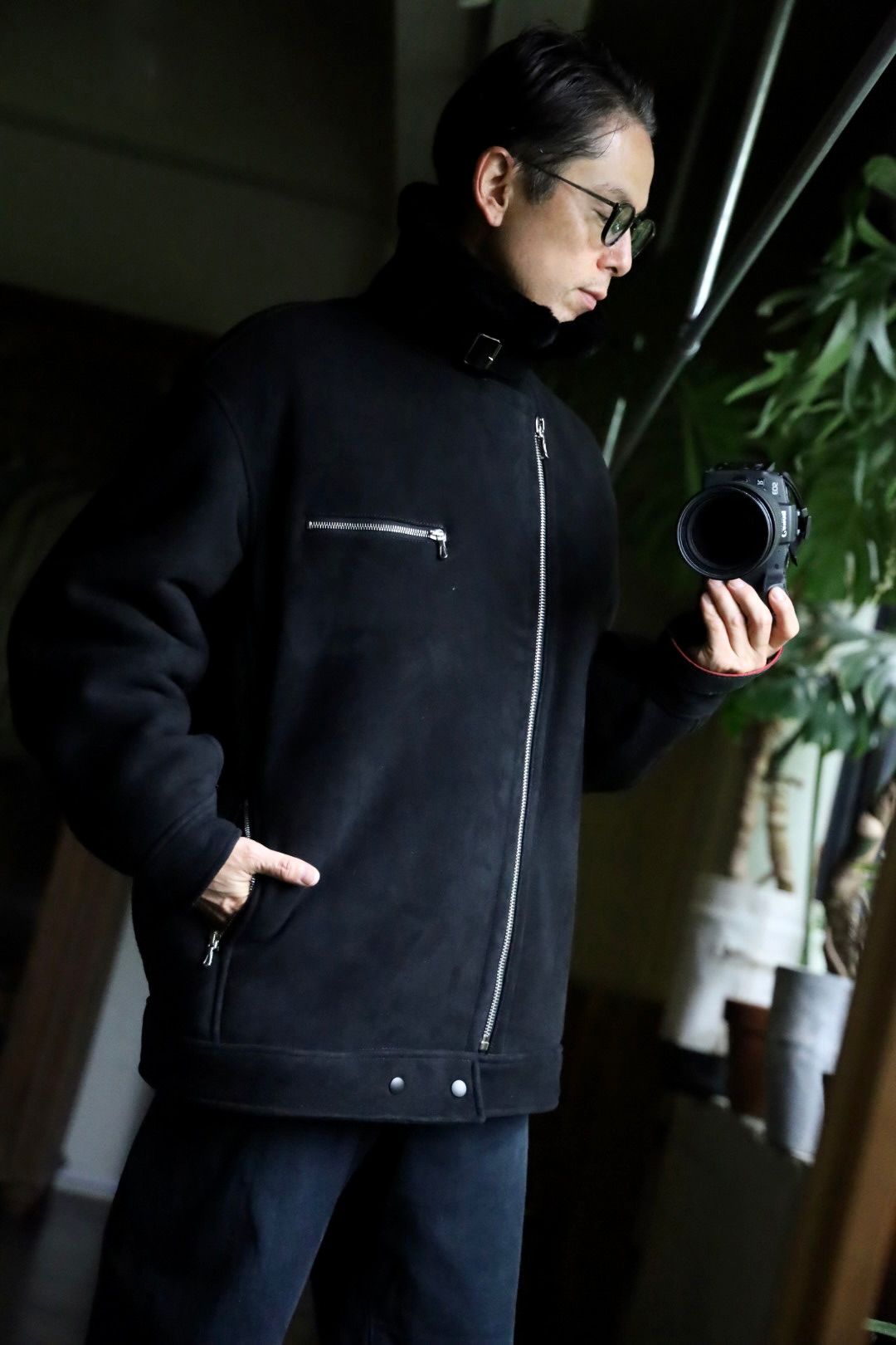 Graphpaper - グラフペーパー24AW Sheep Mouton Aviator Jacket(GU243-20080)BLACK |  mark