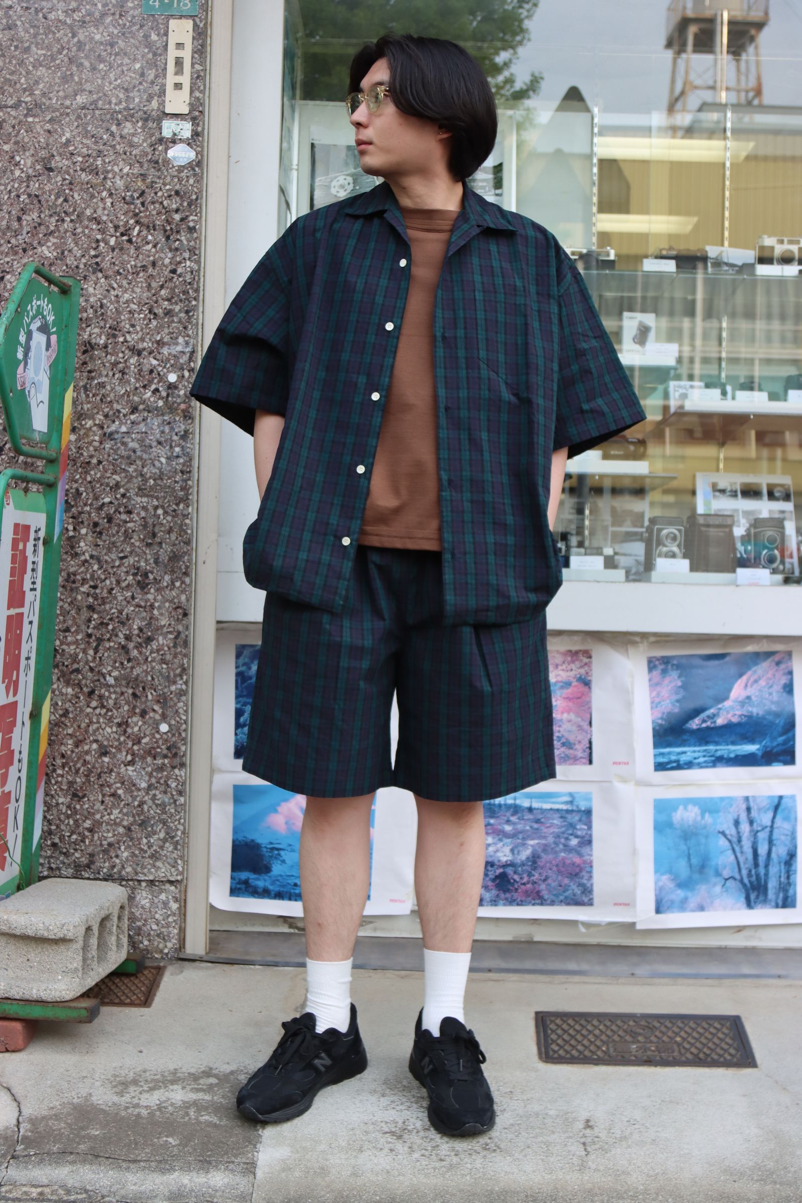 イズネス22SS BALLOON WIDE SHIRT(1022SSSH03)BLACK WATCH