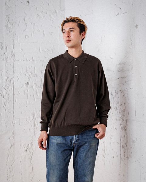 A.PRESSE Cotton Knit L/S Polo Shirts (OLIVE)スタイル 2月8日(土)新作発売！