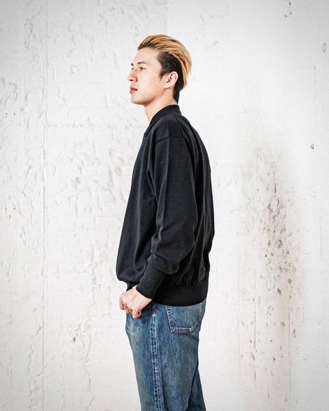 A.PRESSE Cotton Knit Polo Collar Cardigan (BLACK)スタイル 2月8日(土)新作発売！