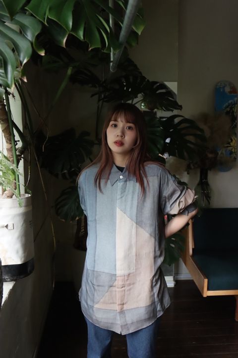 YOKE PRINTED REGULAR COLLAR SHIRT"NAVY"スタイル