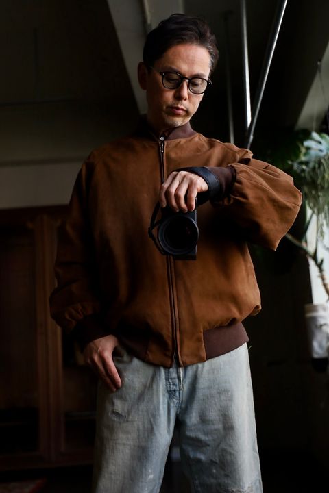 A.PRESSE Vintage Nubuck leather Rib Blousonスタイル.2025.1.11.