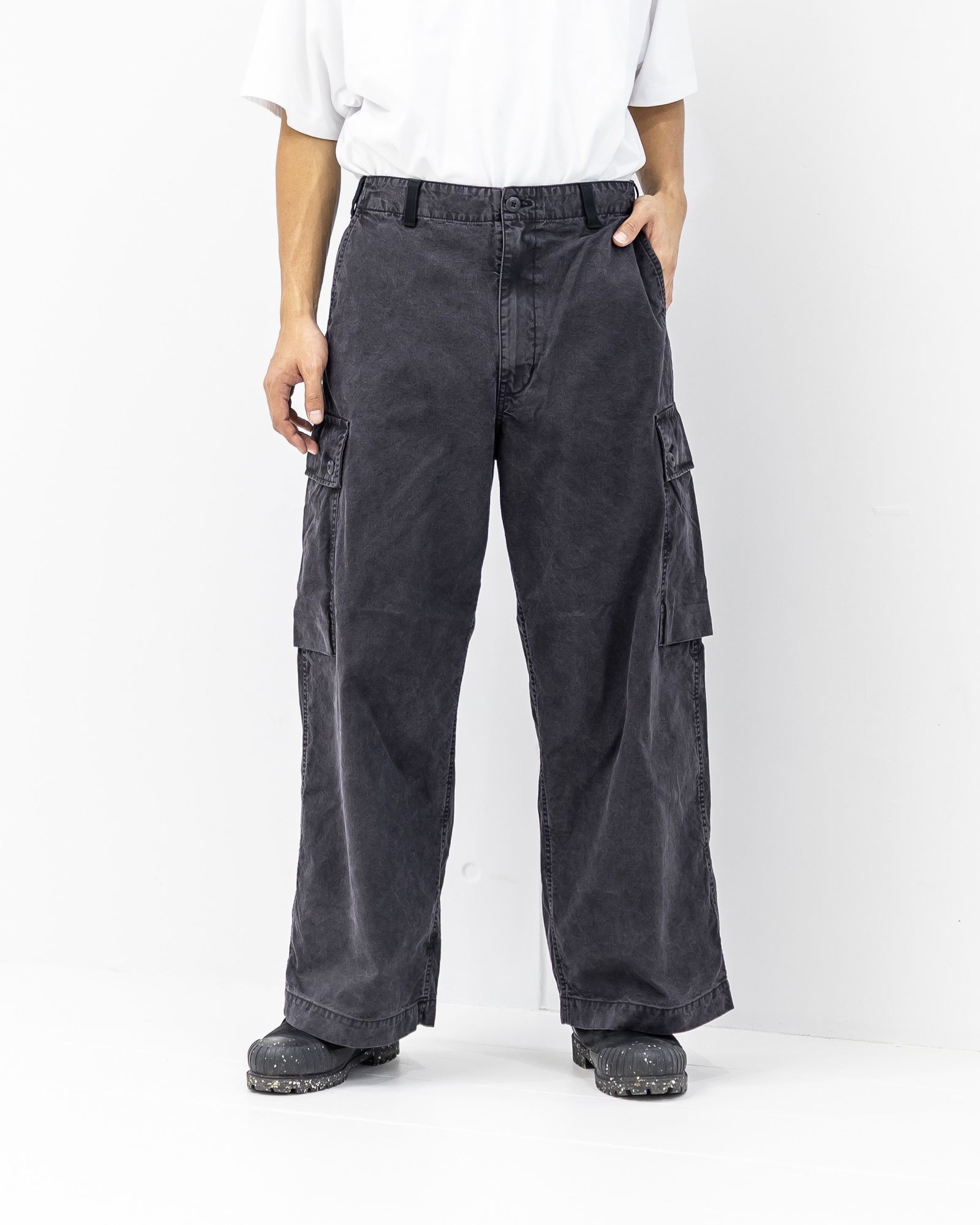 コムデギャルソンオム25FW 綿硫化製品加工パンツ(HP-P020-051)BLACK