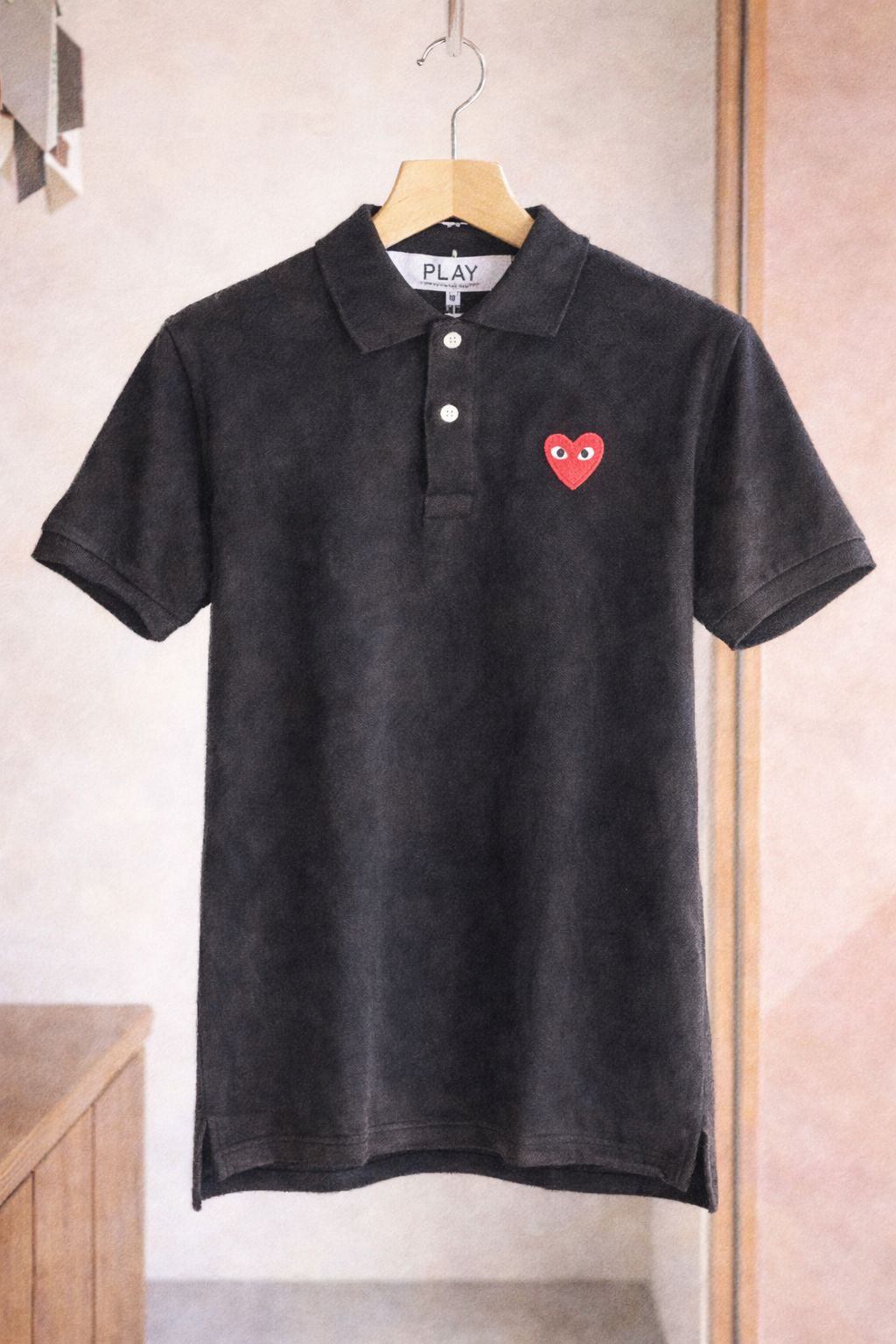 PLAYプレイコムデギャルソン ポロシャツ(AX-T006-051)BLACK(REDハート)