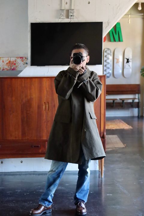 A.PRESSE Motorcycle Half Coat"OLIVE"style.