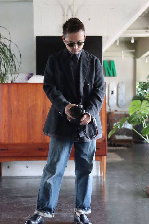 Graphpaper 22SS Garment Dyed Poplin Fatigue Shirt"C.GRAY"style.