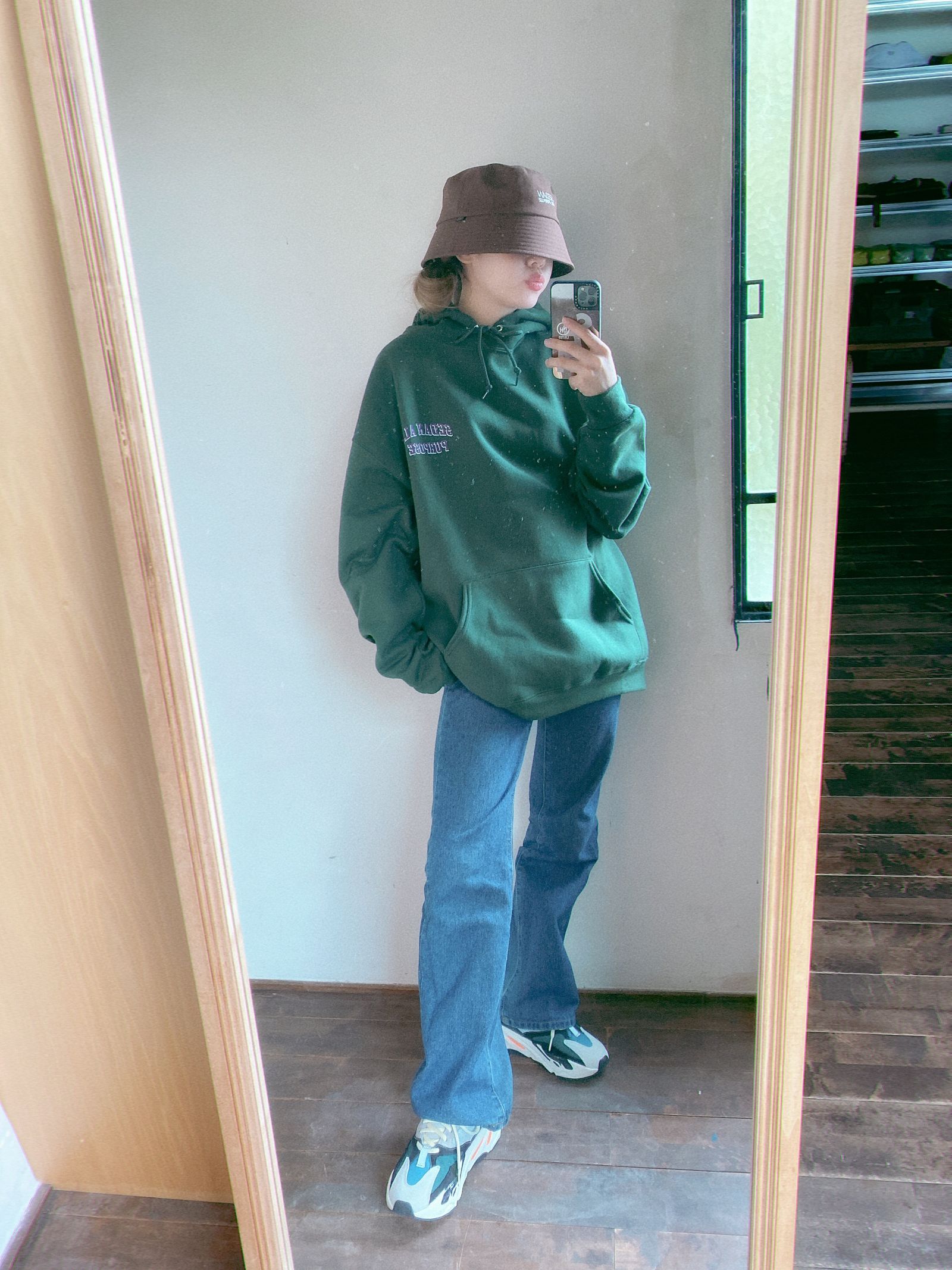 セダンオールパーパスFW23 COLLEGE LOGO HOODIE(SD23F-CT04)FOREST