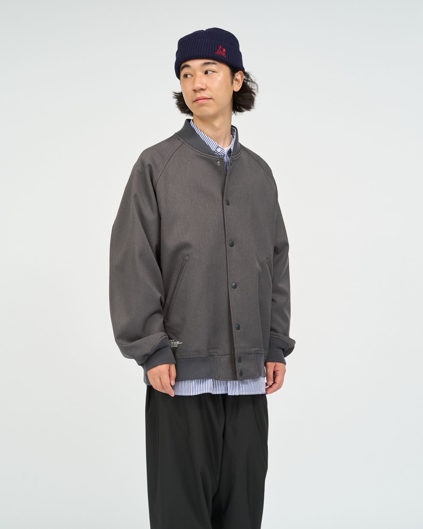 フレッシュサービス 26AW  DOWN FABRIC VARSITY JACKET(FSC263-30050)GRAY☆10月24日(土)新作発売！