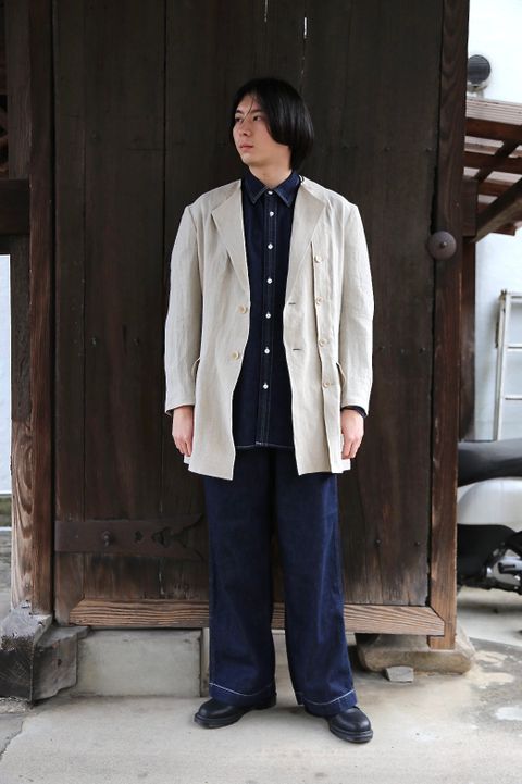 Yohji Yamamoto N-襟なし左身釦あきリネンジャケットstyle.2021.3.17.