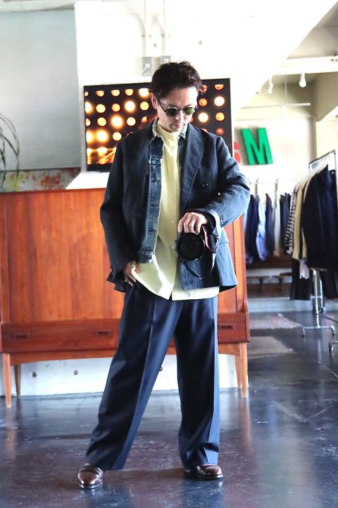 Ets.MATERIAUX 22SS Band collar shirt"YELLOW"style.2021.12.14.