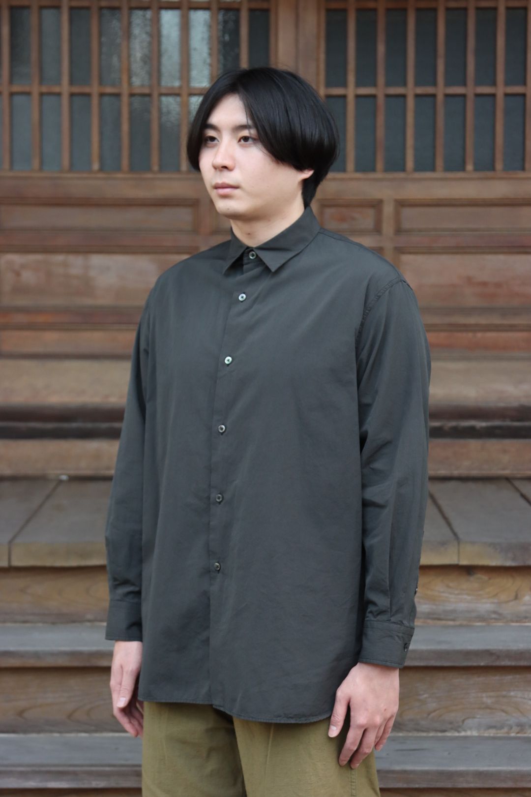 Ets.MATERIAUX Regular collar shirt(INK BLACK)style. | 2138 | mark