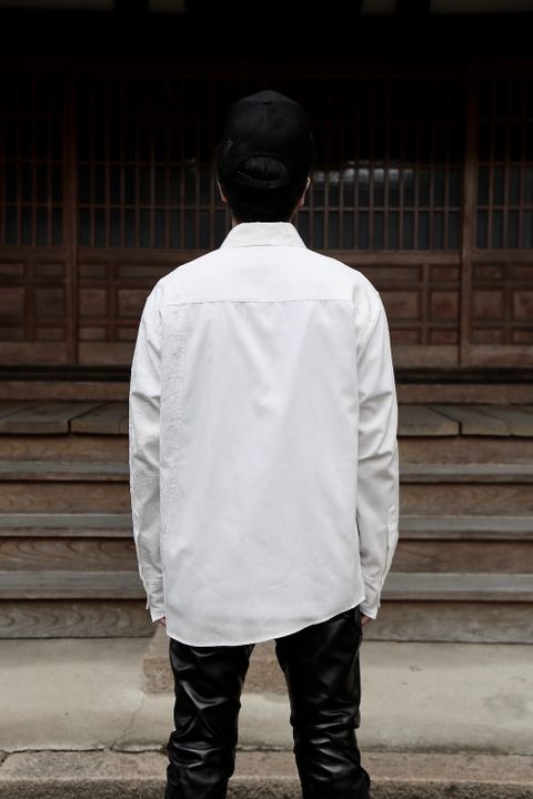 sulvam OX left embro shirt"WHITE"style.2020.7.21.