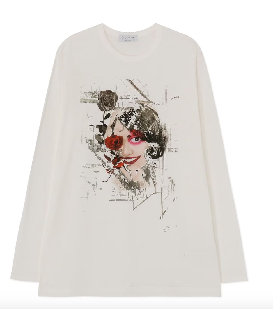 ヨウジヤマモト24SS 長袖プリントTシャツ(HS-T46-270)WHITE☆1月13日(土)発売！