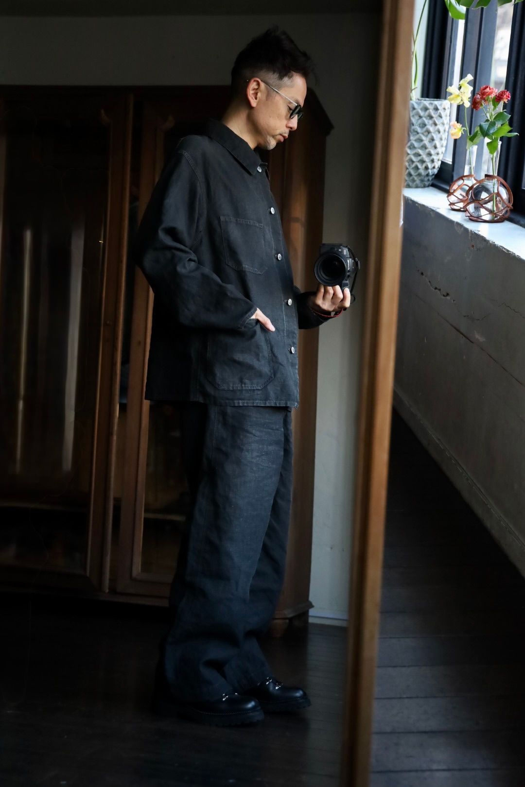 アプレッセapresse Vintage Black LinenCoverall A.PRESSE Vintage Black Linen Coverall – unexpected store