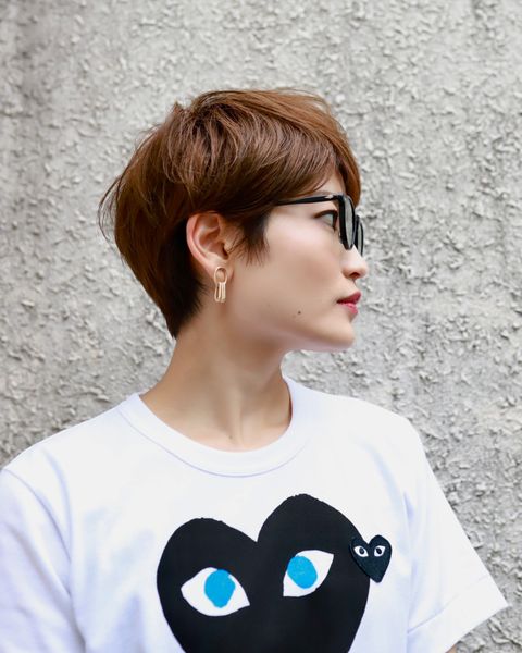 PLAY COMME des GARCONS レディースBlackハート With Blue Eyes Tシャツstyle.2023.6.3