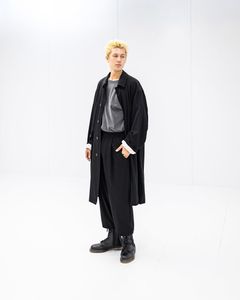 グラフペーパー 25AW Fulled Wool Gabardine Oversized Ball Collar Coat(GM253-10324)BLACK