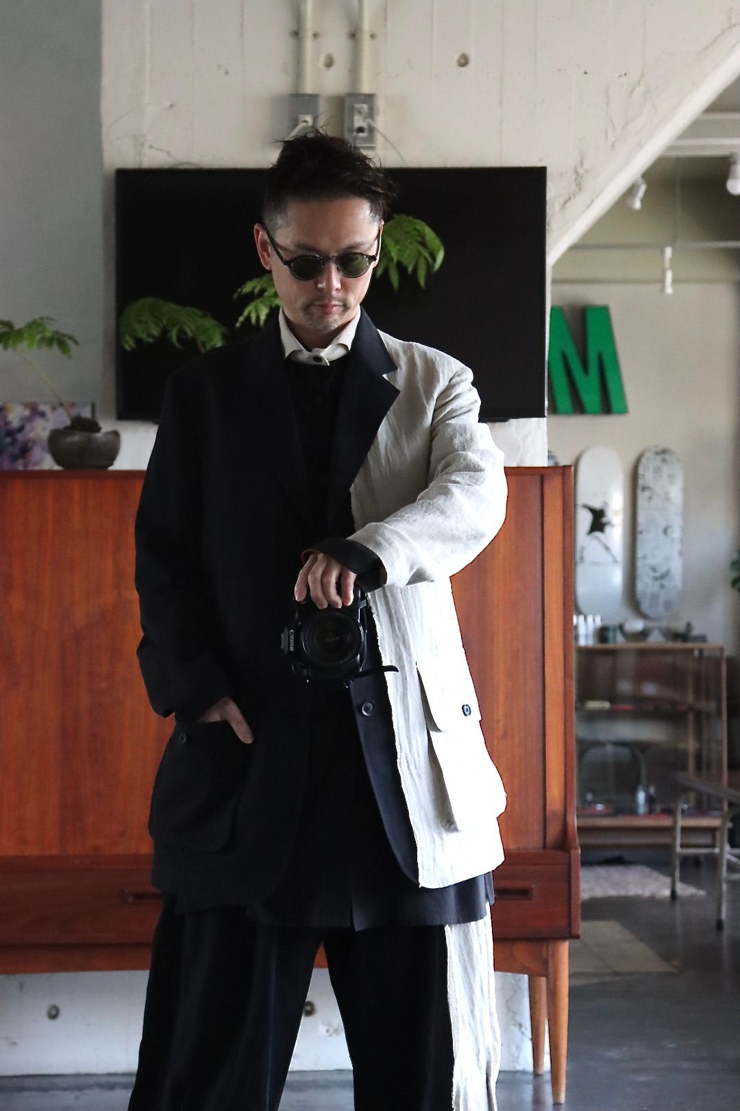 yohji yamamoto 22ss 麻シャツ袖丈64cm