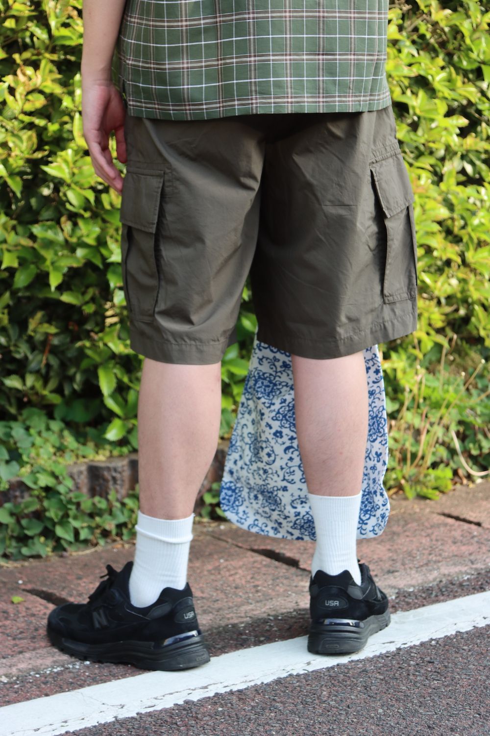 COMME des GARCONS HOMME リネン綿チェック x 綿タイプライター S/S オープンカラーシャツ style.2022.5.6