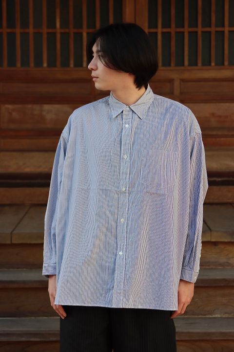 FreshService CORPORATE STRIPE REGULAR COLLAR SHIRT"WHITE×BLACK"style.