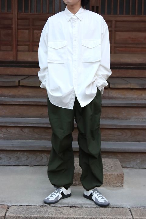 Graphpaper 22SS Garment Dyed Poplin Fatigue Shirt"WHITE"style.2022.2.5.