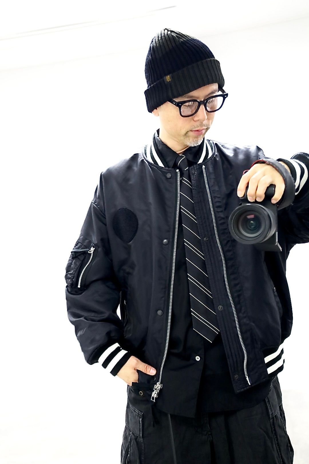 COMME des GARCONS HOMME 26FWリブライン入りナイロンツイルジャケット"BLACK"スタイル