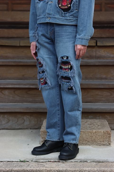 doublet RECYCLE DENIM MONSTER REPAIR JACKET(21AW11BL125) style.2021.9.20.