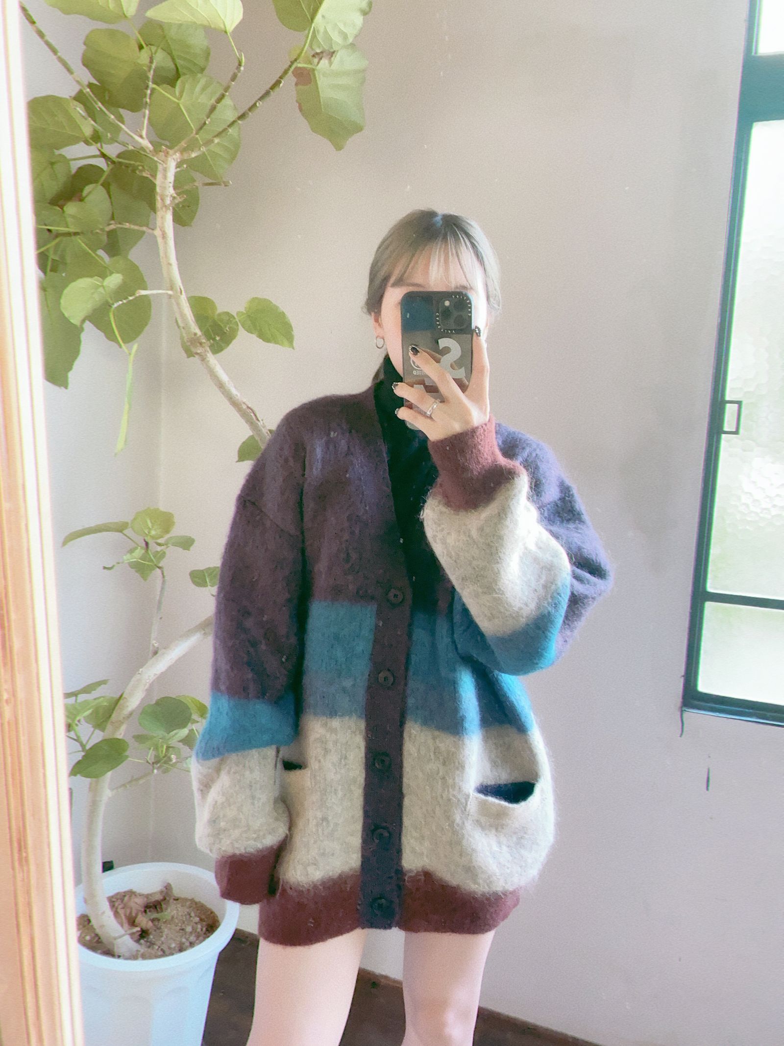 YOKE - ヨーク23AW MOHAIR BORDER CARDIGAN(YK23FW0571S)PURPLE