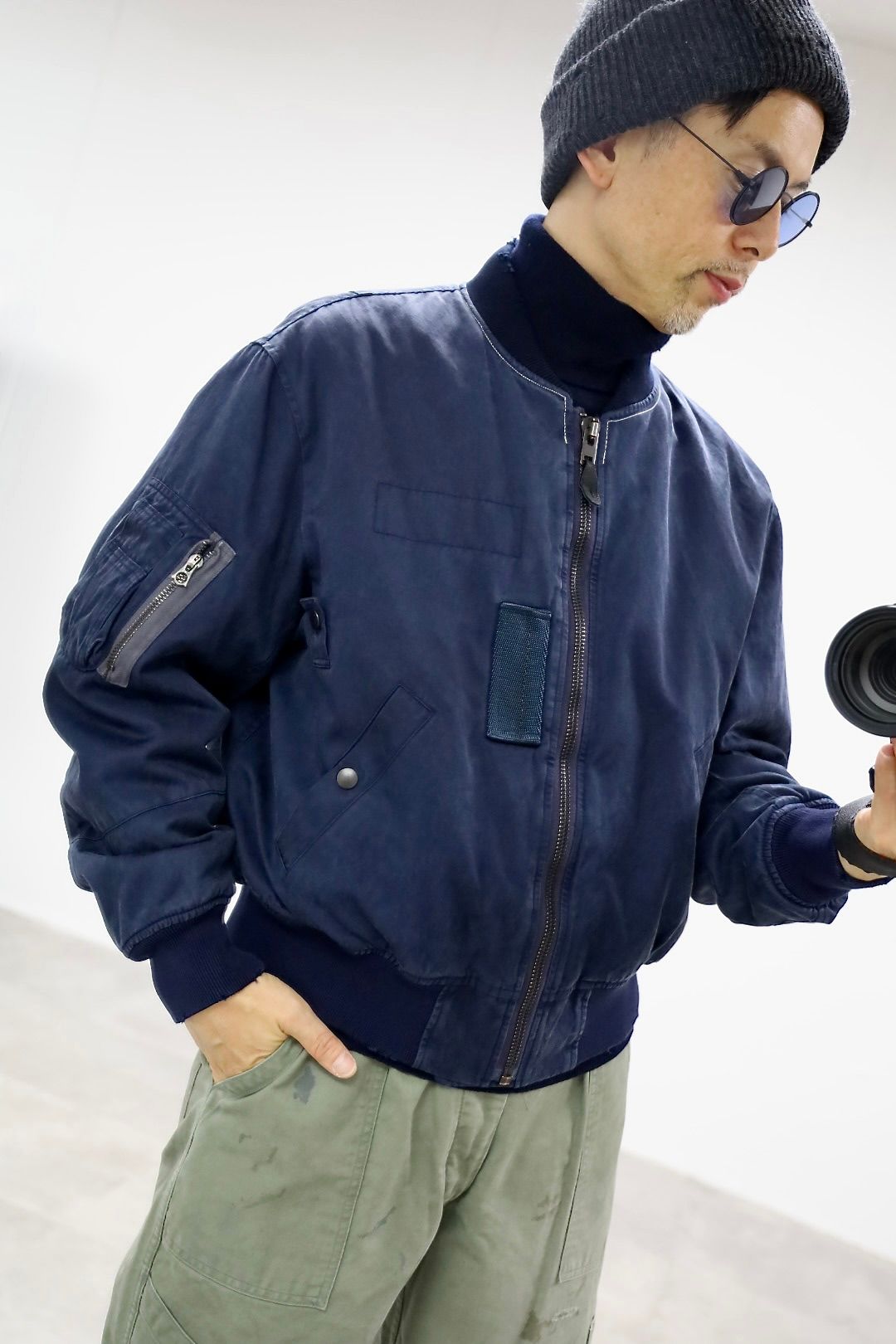 アプレッセ 2025 STYLE2 Vintage Silk Flight Jacket(25AAP-01-26)NAVY☆10月25日(土)発売!