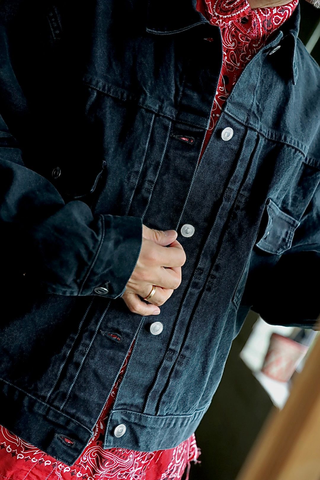 A.PRESSE アプレッセ 2025 STYLE2 Black Denim Jacketスタイル.2025.9.14.