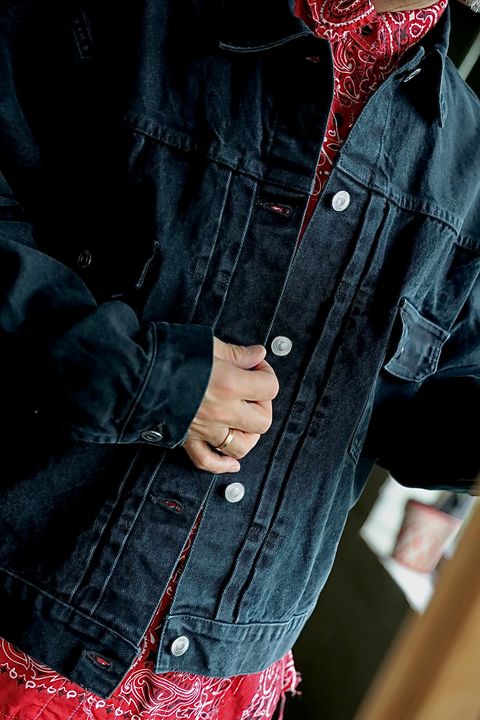 A.PRESSE アプレッセ 2025 STYLE2 Black Denim Jacketスタイル.2025.9.14.