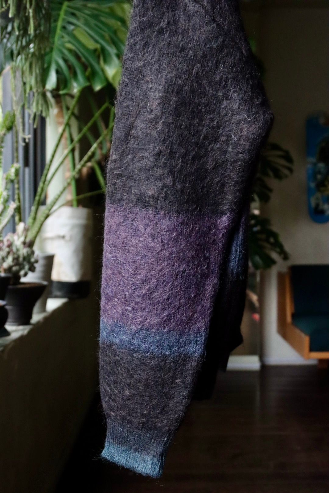 ヨーク23AW MOHAIR BORDER CARDIGAN(YK23FW0571S)BLACK