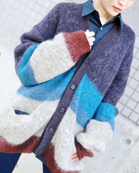 YOKE 新作MOHAIR BORDER CARDIGAN style.2023.9.3
