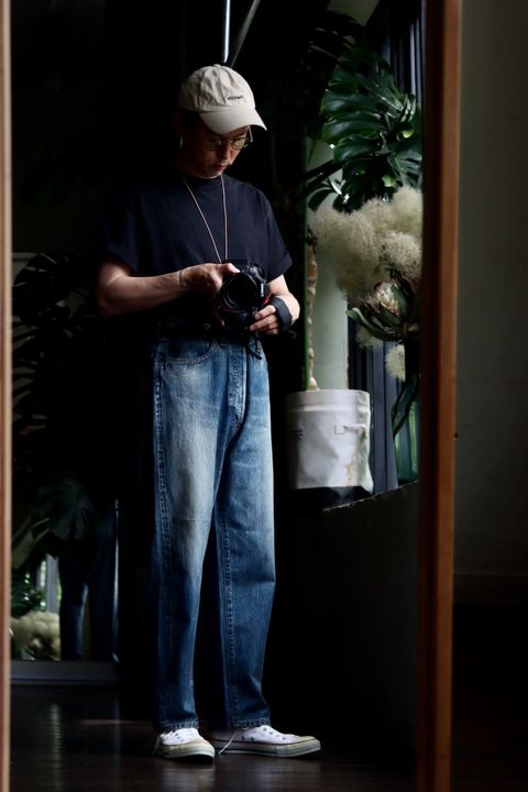 A.PRESSE No.22 Washed Wide Denim Pantsスタイル