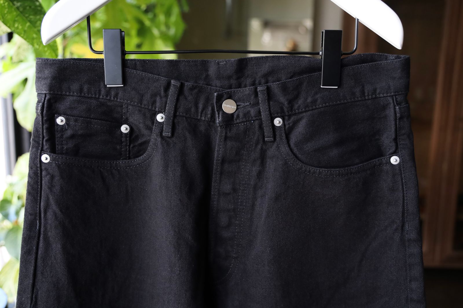 グラフペーパー Selvage Denim Five Pocket Tapered Pants(GU253-40058RB)BLACK_WASHED