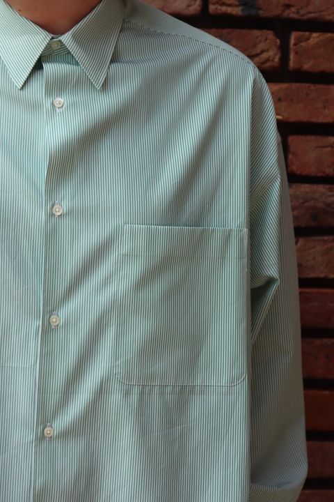 Thomas Mason for Graphpaper L/S Oversized Regular Collar Shirt style.2022.11.26