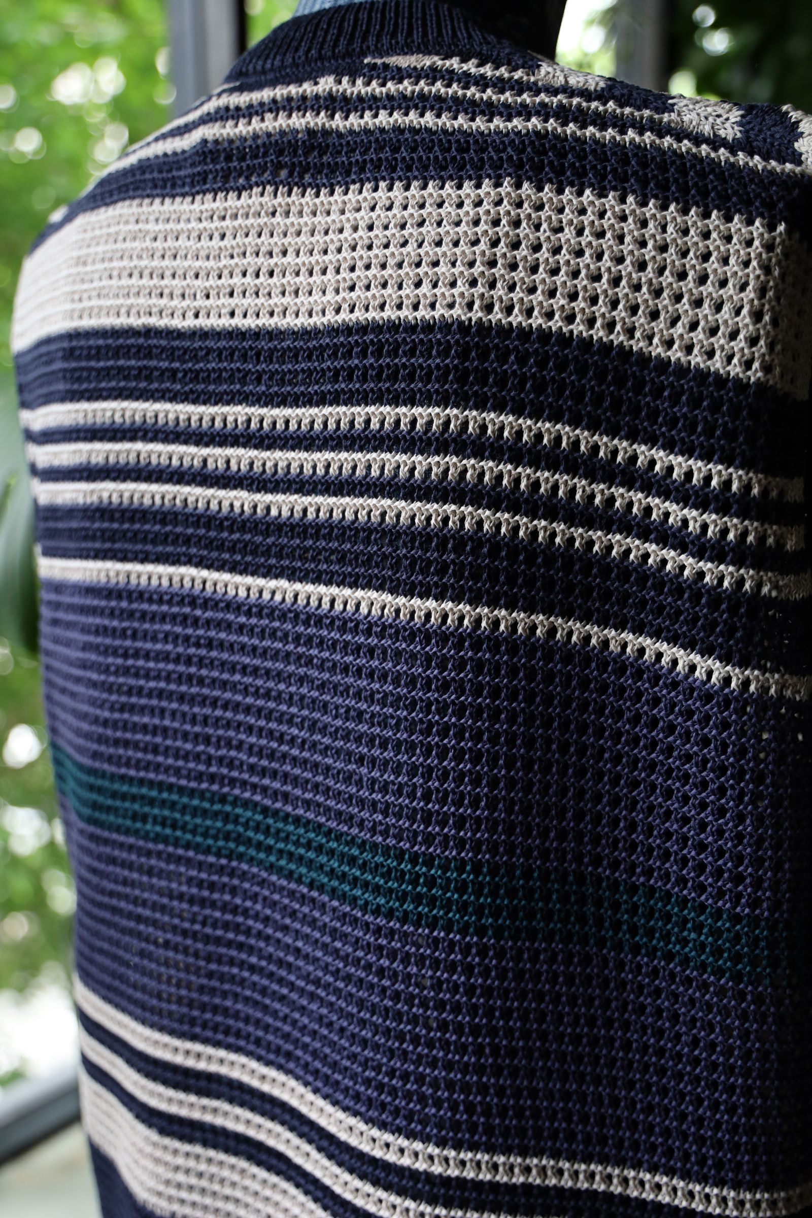 ヨーク24SS BORDER MESH KNIT VEST(YK24SS0722S) NAVY×BEIGE