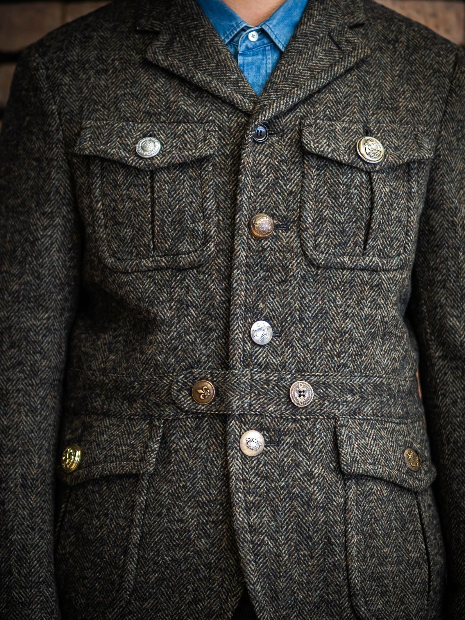 ジュンヤワタナベマン 26FW ウールナイロンツイードジャケット (WR-J014-051)BLACK×GREEN☆10月2日(金)発売！