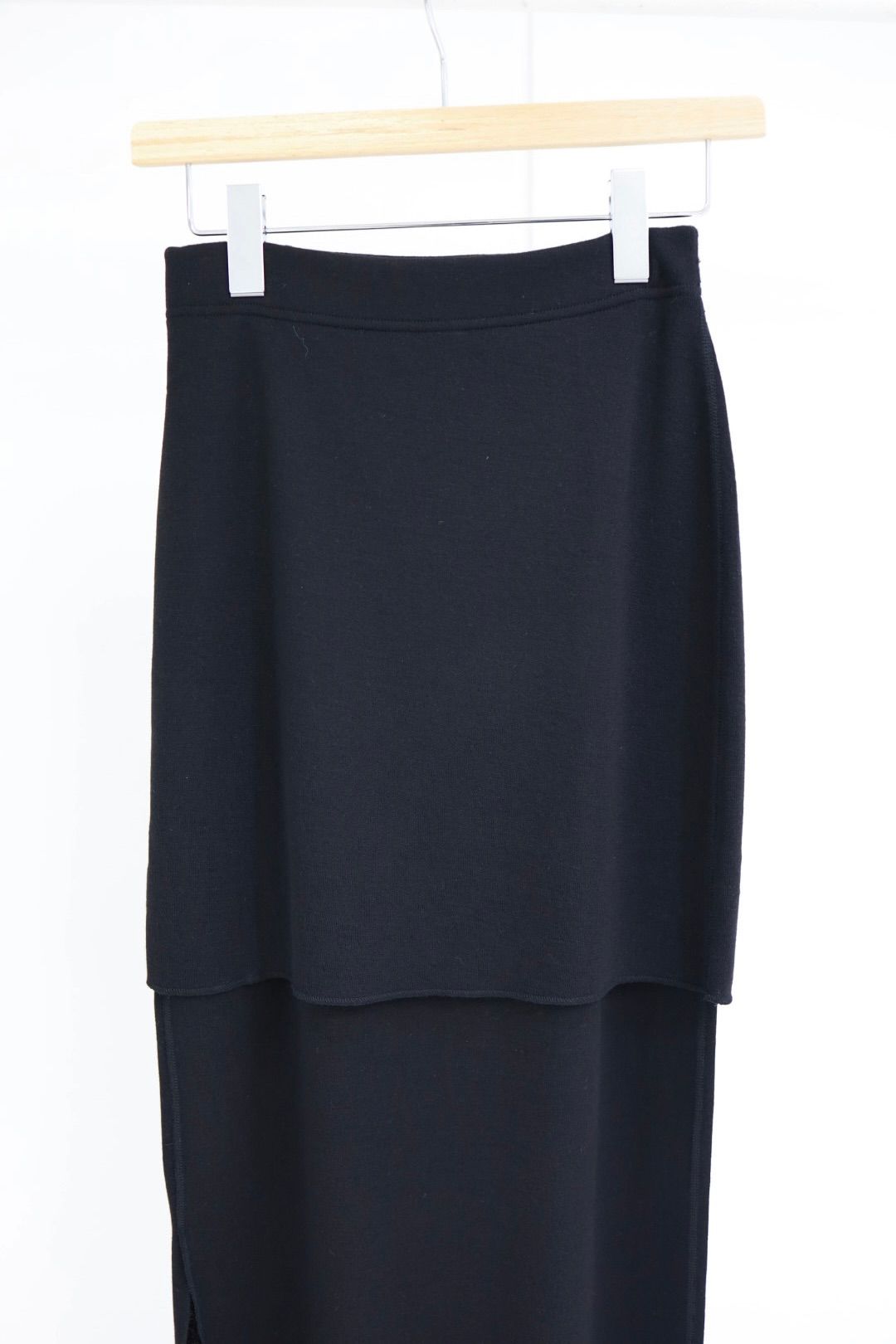 【Women's】プロダクトトゥエルブ  Super 140’s Melino Wool Layered Long Skirt(26SS-WCS07)BLACK☆新作発売！