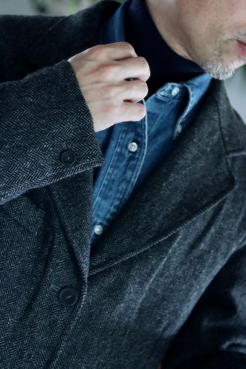 アプレッセ22FW Tweed Tailored Jacket"CHARCOAL"スタイル
