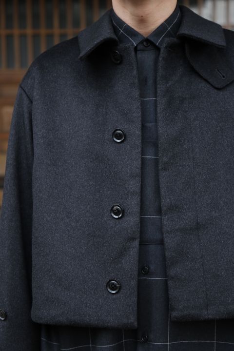 YOKE 新作 CASHMERE 3WAY BAL COLLAR SHARE COAT(YK20AW0134C)"CHARCOAL"style.2020.10.10.